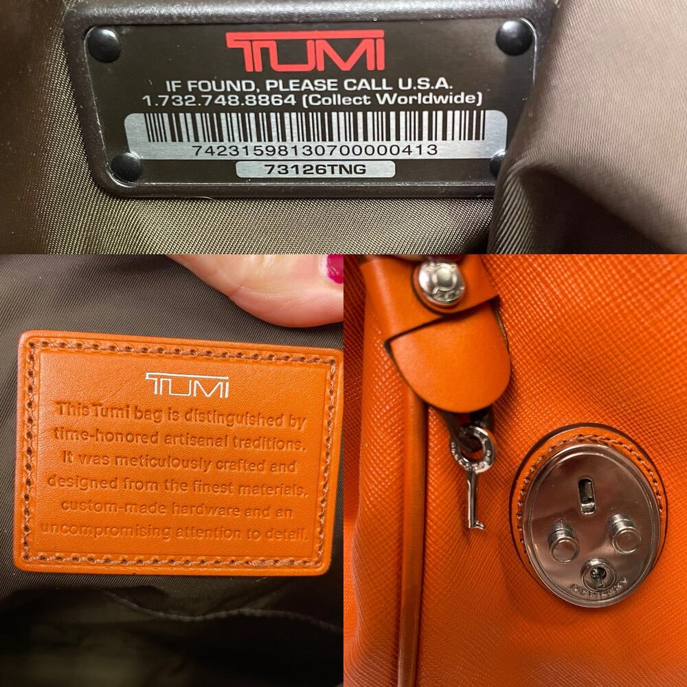 VGUC – TUMI Voyageur Large Tangerine Textured Leather Briefcase 73126TNG - Picture 7 of 11